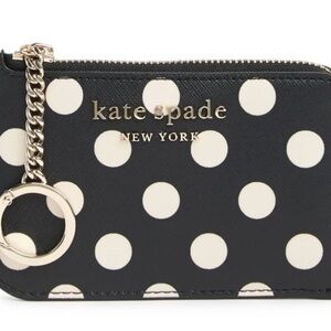 ♠️KATE SPADE ♠️Black Multi Picture Dot Medium L-Zip Cardholder/NWOT
